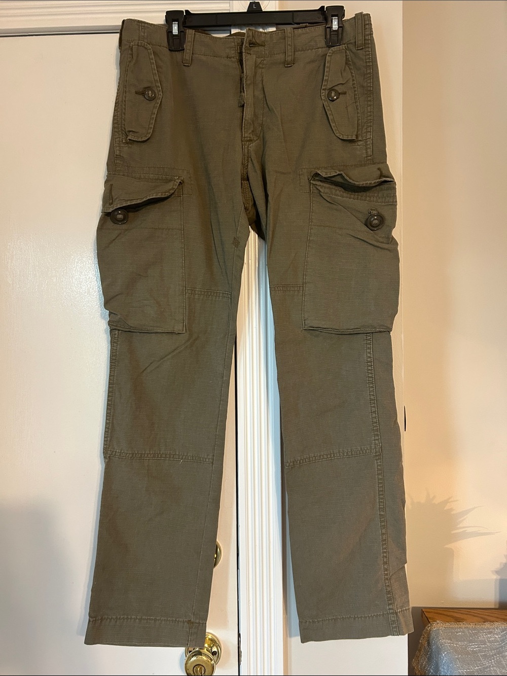 VTG Archival Polo by Ralph Lauren Olive Cargo Pants with Button-Flap Pockets